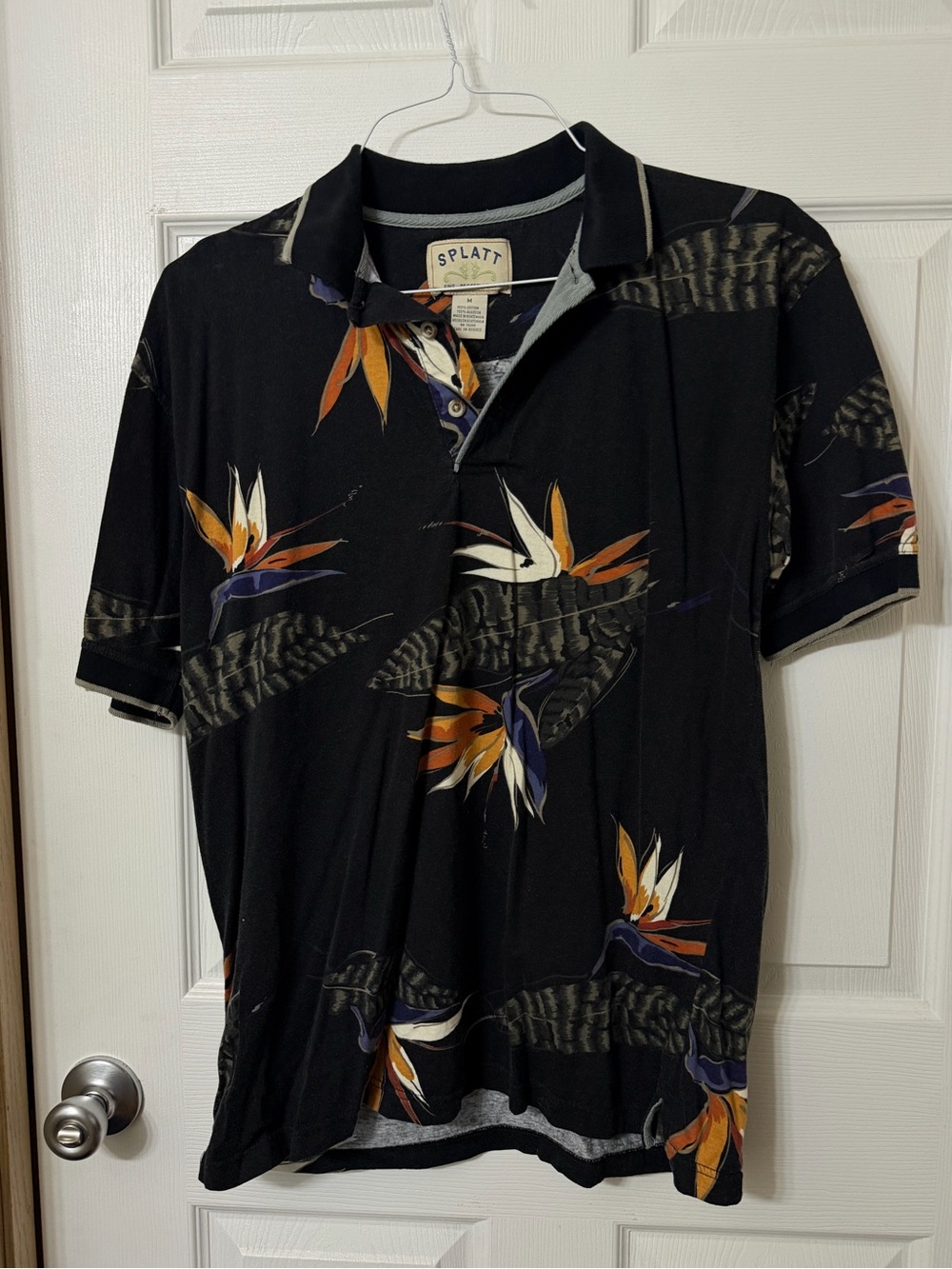Black Floral-Print Men's Polo Shirt